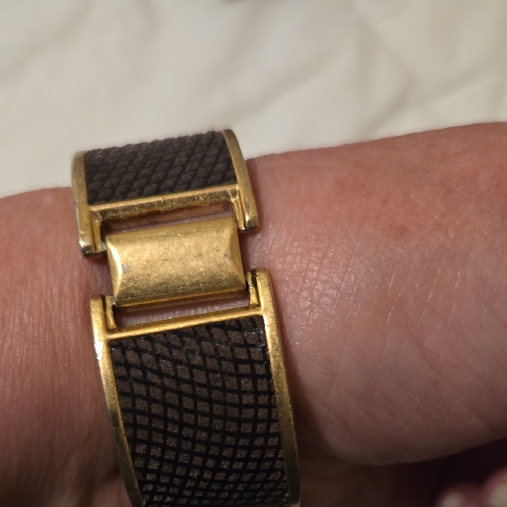 Golden  and Brown Leather Bracelet